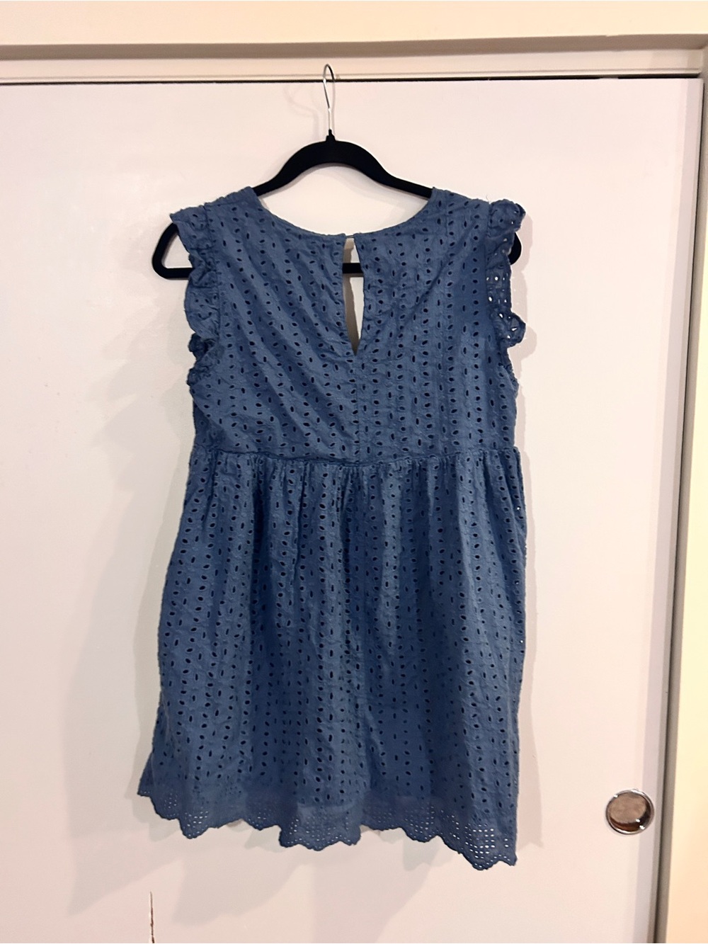 Mustard Seed Blue Eyelet Ruffle Sleeve Mini Dress